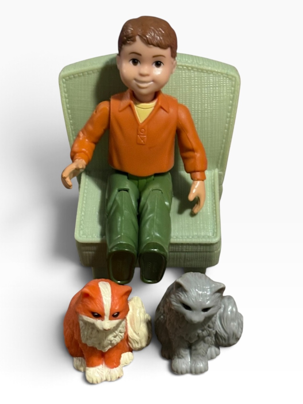 Fisher Price Loving Family Dollhouse Little Boy Figure 2 Cats & A Chair
